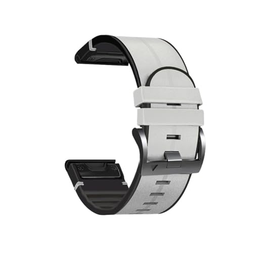 Silikon-Leder-22-26-mm-Quickfit-Armband for Garmin Fenix ​​8 51 47 mm E 7X 7 Pro 6X 6 Pro 5X 5 Plus Enduro 3 2 Armband(WHITE,22mm Fenix 6 7 Pro) von WUURAA