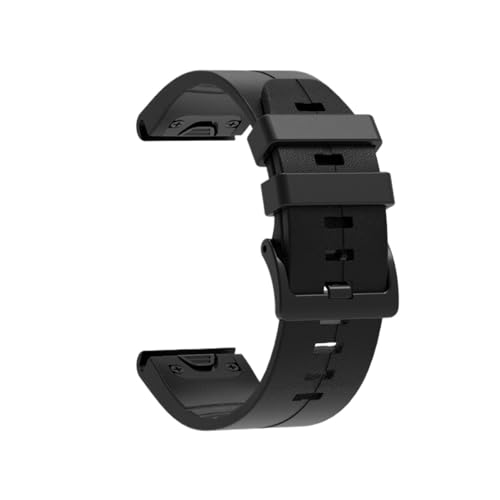 Silikon-Leder-22-26-mm-Quickfit-Gurt for Garmin Fenix ​​8 X 51 47 mm E 7X 7Pro 6X 6Pro Enduro 3 2 Ersatzarmband(Black,26mm(Fenix 8 51mm)) von WUURAA