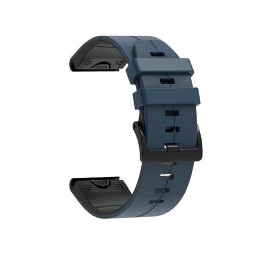 Silikon-Leder-22-26-mm-Quickfit-Gurt for Garmin Fenix ​​8 X 51 47 mm E 7X 7Pro 6X 6Pro Enduro 3 2 Ersatzarmband(Dark blue,26mm(Fenix 8 51mm)) von WUURAA