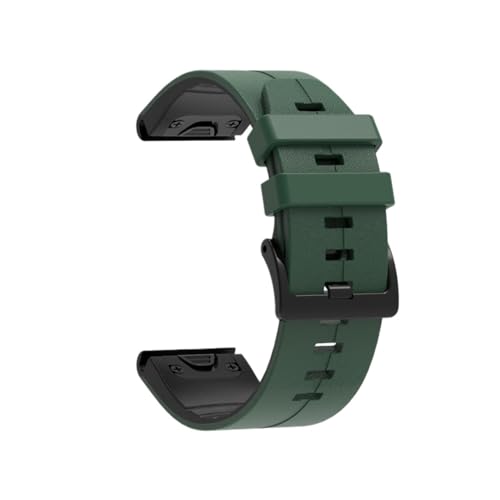 Silikon-Leder-22-26-mm-Quickfit-Gurt for Garmin Fenix ​​8 X 51 47 mm E 7X 7Pro 6X 6Pro Enduro 3 2 Ersatzarmband(Dark green,20mm(Fenix 8 43MM)) von WUURAA