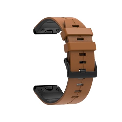 Silikon-Leder-22-26-mm-Quickfit-Gurt for Garmin Fenix ​​8 X 51 47 mm E 7X 7Pro 6X 6Pro Enduro 3 2 Ersatzarmband(Light brown,26mm(Tactix 7 7 Pro)) von WUURAA