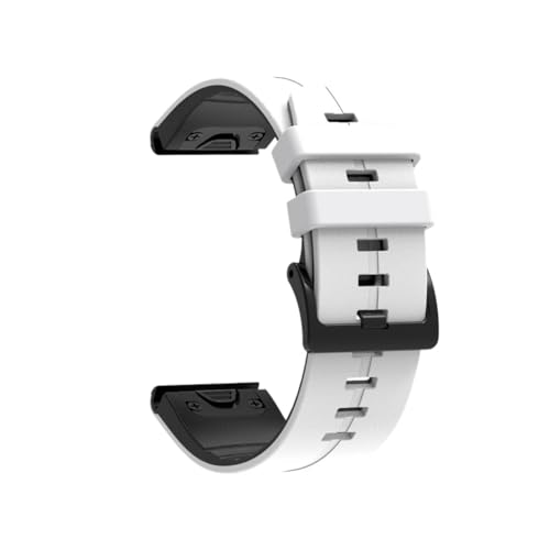 Silikon-Leder-22-26-mm-Quickfit-Gurt for Garmin Fenix ​​8 X 51 47 mm E 7X 7Pro 6X 6Pro Enduro 3 2 Ersatzarmband(White,20mm(Fenix 8 43MM)) von WUURAA