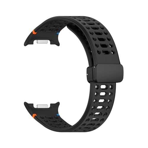 Silikon-Lochband for Samsung Galaxy Watch 8 40 44mm 8Classic Atmungsaktives Band for Galaxy Ultra 2 Zubehör(Black,For Watch 8 Classic) von WUURAA