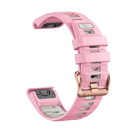 Silikonarmband 20mm for Garmin Fenix ​​8 43mm/7S/7SPro/6S/6SPro/5S/5SPlus Armband for Epix Pro 42 mm Quick Fit Band(Rose pink mist gray,For Fenix 7S) von WUURAA