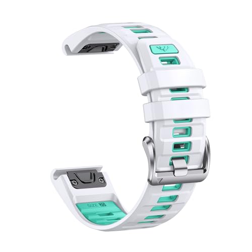 Silikonarmband 20mm for Garmin Fenix ​​8 43mm/7S/7SPro/6S/6SPro/5S/5SPlus Armband for Epix Pro 42 mm Quick Fit Band(White Duck Green,For Fenix 8 43mm) von WUURAA