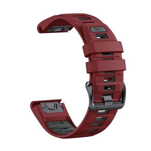 Silikonarmband 20mm for Garmin Fenix ​​8 43mm/7S/7SPro/6S/6SPro/5S/5SPlus Armband for Epix Pro 42 mm Quick Fit Band(Wine red gray,For Fenix 7S) von WUURAA