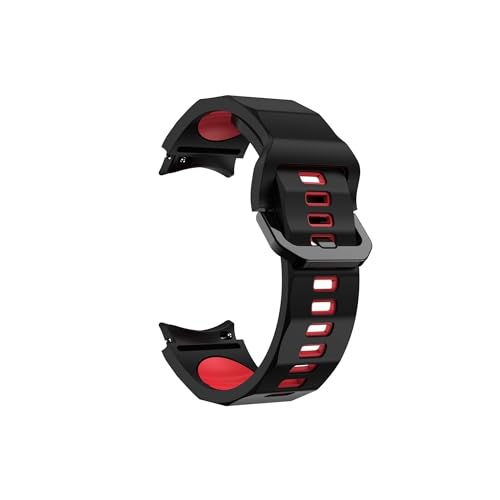 Silikonarmband for Galaxy Watch 5 Pro 45 mm, Silikon-Wellen-Ozean-Band, geeignet for Samsung Galaxy Watch 5 4 Armband 40 44 45 (Color : Black red, Size : For Watch 5 40 44mm) von WUURAA