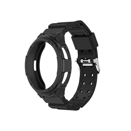 Silikonarmband for Samsung Galaxy Watch 6 Classic 47 mm 43 mm TPU Ring Lünette Hülle Band for Galaxy Watch 6 Classic Armband (Color : Black, Size : For Watch 6 Classic 43mm) von WUURAA