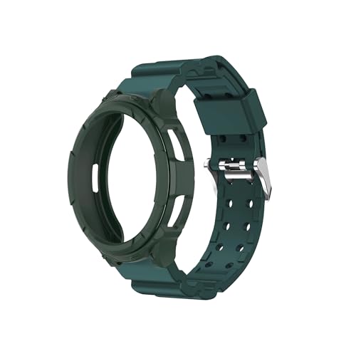 Silikonarmband for Samsung Galaxy Watch 6 Classic 47 mm 43 mm TPU Ring Lünette Hülle Band for Galaxy Watch 6 Classic Armband (Color : Green, Size : For Watch 6 Classic 43mm) von WUURAA
