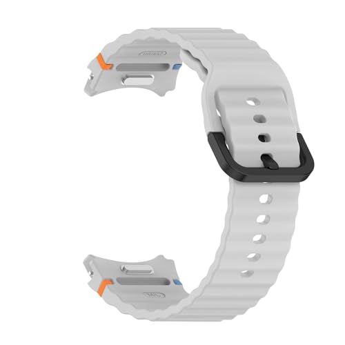Silikonarmband im Knopfstil for Samsung Galaxy Watch 5/6/7 40 mm 44 mm FE Armband for Watch 6 Classic 47 mm 43 mm Gürtel(Light Grey,For Watch 7/FE) von WUURAA