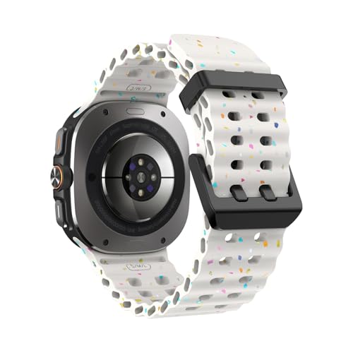Silikonbänder for Samsung Galaxy Watch 7 Ultra 47mm Armband Correa for WATCH ULTRA Keine Lücken Quick Fit Armband(Starlight) von WUURAA