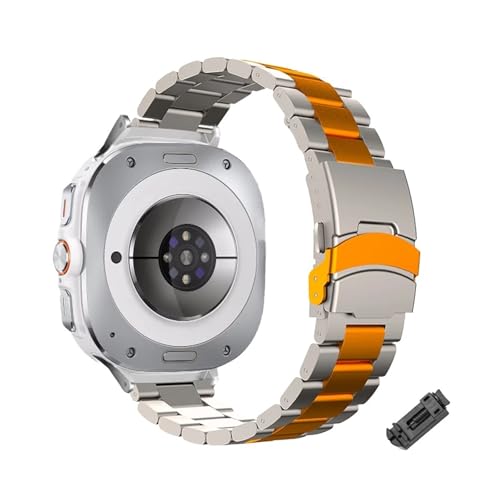 Titanarmband for Samsung Galaxy Watch 7 Ultra 47 mm Metall-Edelstahlband Correa for Galaxy Watch 7 Ultra Armband(Titanium orange) von WUURAA