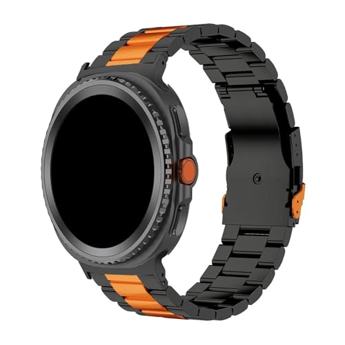 Titanarmband for Samsung Galaxy Watch 8 44 40mm, klassisches 46mm, Herrenarmband for Galaxy Watch Ultra 47mm, ersetztes Armband(Black orange,For Galaxy 8Classic 46mm) von WUURAA