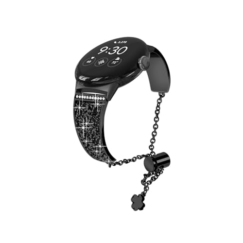 Verstellbares Kettenarmband for Samsung Galaxy Watch 6 5/Pro 4 Classic Band 45 mm 40 mm 44 mm Diamantarmband 43 mm 47 mm 42 mm 46 mm Gürtel (Color : Black, Size : For Watch6 40mm 44mm) von WUURAA