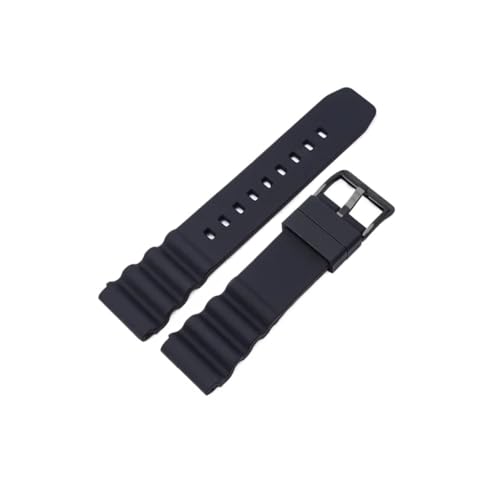 WUURAA 20 mm 22 mm Silikonarmband passend for Seiko SKX007 SRP777J1 CITIZEN Tauchsport-Uhrenarmband Universal-Armbandarmband (Color : Black black buckle, Size : 20mm) von WUURAA