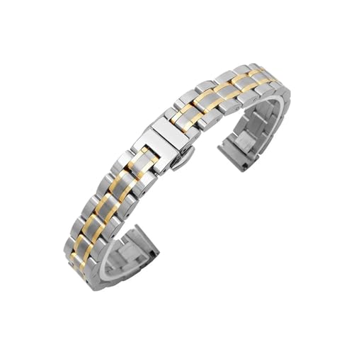 WUURAA 6 mm 8 mm 10 mm 12 mm 13 mm 14 mm 16 mm 17 mm 18 mm massives Edelstahl-Uhrenarmband for kleine Damen-Uhrenarmband-Mesh-Gürtel-Uhrenzubehör (Color : GD-05-Steel Gold, Size : 10mm) von WUURAA