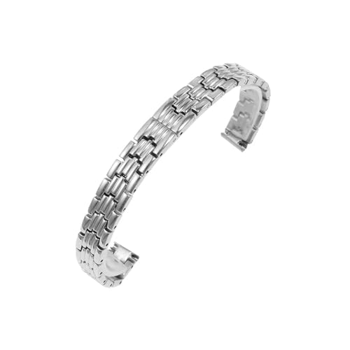 WUURAA 6 mm 8 mm 10 mm 12 mm 13 mm 14 mm 16 mm 17 mm 18 mm massives Edelstahl-Uhrenarmband for kleine Damen-Uhrenarmband-Mesh-Gürtel-Uhrenzubehör (Color : LR-G01-Silver, Size : 12mm) von WUURAA