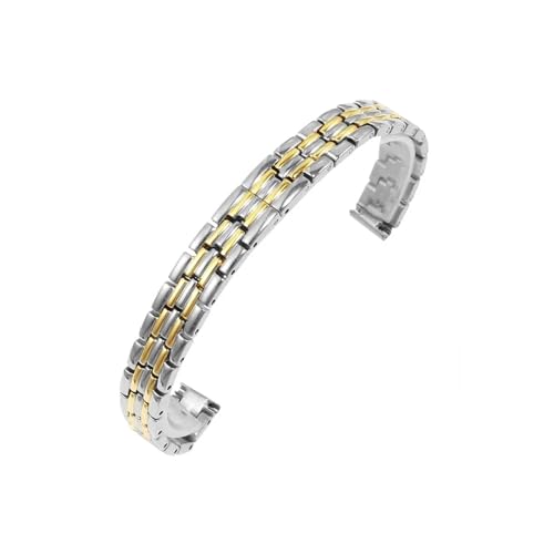 WUURAA 6 mm 8 mm 10 mm 12 mm 13 mm 14 mm 16 mm 17 mm 18 mm massives Edelstahl-Uhrenarmband for kleine Damen-Uhrenarmband-Mesh-Gürtel-Uhrenzubehör (Color : LR-G01-Steel Gold, Size : 12mm) von WUURAA