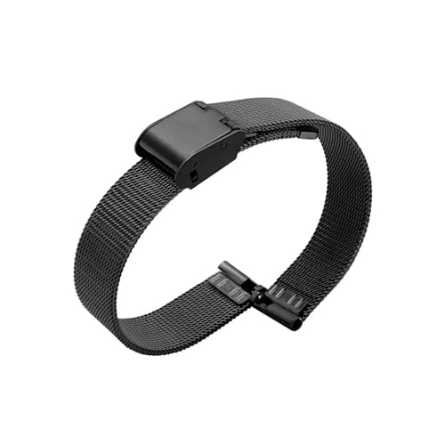 WUURAA 6 mm 8 mm 10 mm 12 mm 13 mm 14 mm 16 mm 17 mm 18 mm massives Edelstahl-Uhrenarmband for kleine Damen-Uhrenarmband-Mesh-Gürtel-Uhrenzubehör (Color : ML-D4-Black, Size : 14mm) von WUURAA