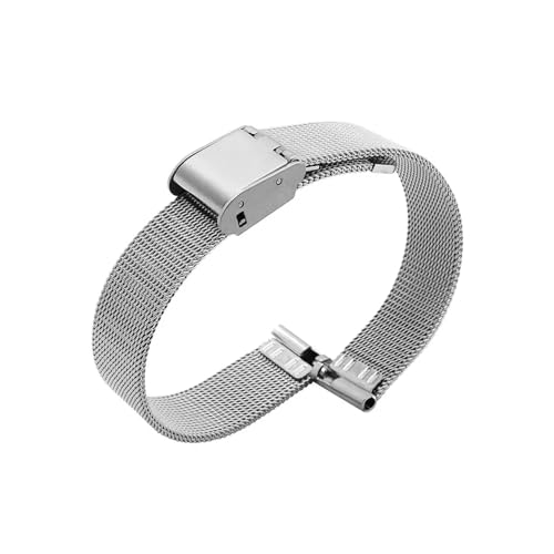 WUURAA 6 mm 8 mm 10 mm 12 mm 13 mm 14 mm 16 mm 17 mm 18 mm massives Edelstahl-Uhrenarmband for kleine Damen-Uhrenarmband-Mesh-Gürtel-Uhrenzubehör (Color : ML-D4-Steel, Size : 12mm) von WUURAA