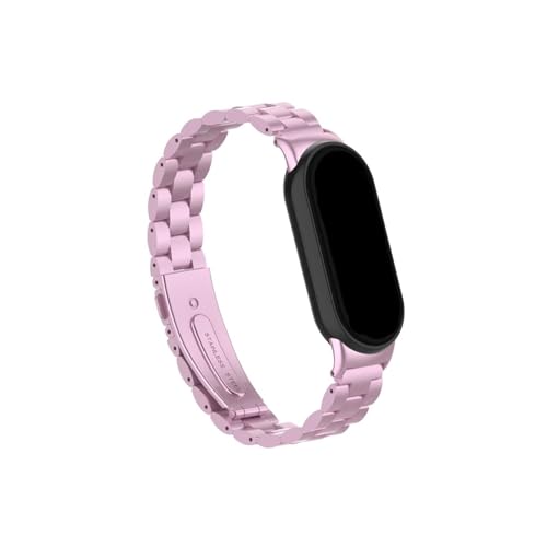 WUURAA Edelstahlarmband passend for Xiaomi Band 8 Armband NFC Global Version Edelstahl-Uhrenarmbänder passend for Miband 8 Metallbänder (Color : Rose pink, Size : For Miband 8) von WUURAA