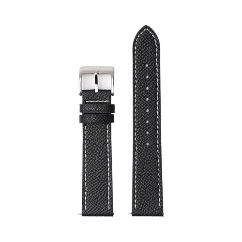 WUURAA Leder-Uhrenarmband, 18 mm, 20 mm, 22 mm, Schnellverschluss, handgefertigtes Armband mit Palmenmuster (Color : Black white line 1, Size : 22mm) von WUURAA