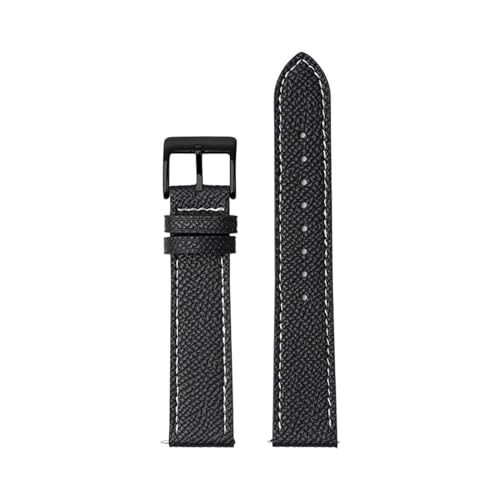 WUURAA Leder-Uhrenarmband, 18 mm, 20 mm, 22 mm, Schnellverschluss, handgefertigtes Armband mit Palmenmuster (Color : Black white line 2, Size : 22mm) von WUURAA