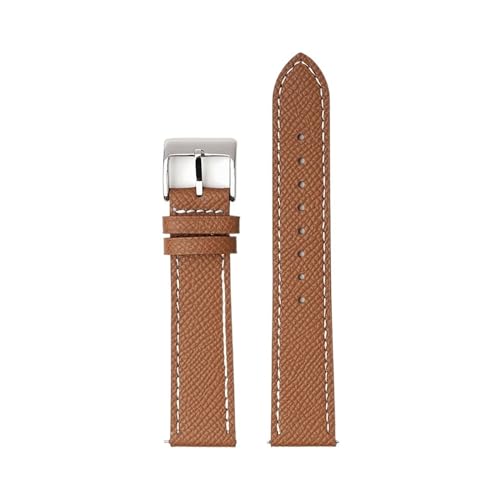 WUURAA Leder-Uhrenarmband, 18 mm, 20 mm, 22 mm, Schnellverschluss, handgefertigtes Armband mit Palmenmuster (Color : Brown white line 1, Size : 18mm) von WUURAA