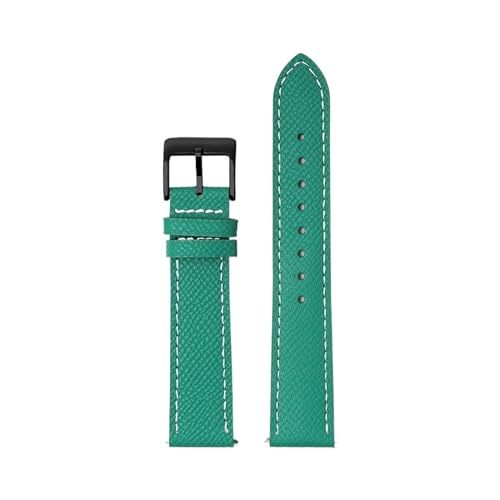 WUURAA Leder-Uhrenarmband, 18 mm, 20 mm, 22 mm, Schnellverschluss, handgefertigtes Armband mit Palmenmuster (Color : Green white line 2, Size : 18mm) von WUURAA