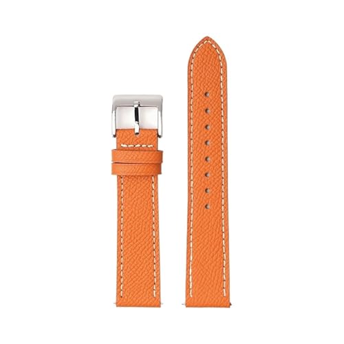 WUURAA Leder-Uhrenarmband, 18 mm, 20 mm, 22 mm, Schnellverschluss, handgefertigtes Armband mit Palmenmuster (Color : Orange white line 1, Size : 22mm) von WUURAA