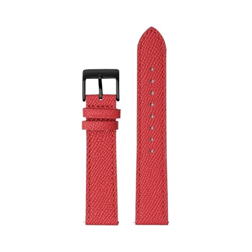 WUURAA Leder-Uhrenarmband, 18 mm, 20 mm, 22 mm, Schnellverschluss, handgefertigtes Armband mit Palmenmuster (Color : Red red line 2, Size : 18mm) von WUURAA