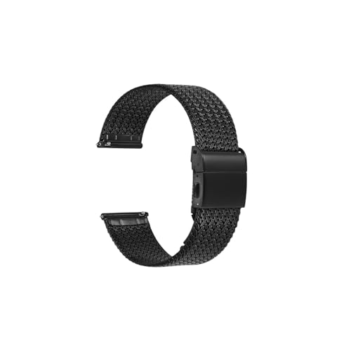 WUURAA Metall-Uhrenarmbänder aus Edelstahl, 14 mm, 16 mm, 18 mm, 20 mm, 22 mm, gewebtes Mesh-Schnellverschluss-Armband for Damen und Herren (Color : Black, Size : 16mm) von WUURAA
