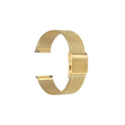 WUURAA Metall-Uhrenarmbänder aus Edelstahl, 14 mm, 16 mm, 18 mm, 20 mm, 22 mm, gewebtes Mesh-Schnellverschluss-Armband for Damen und Herren (Color : Gold, Size : 16mm) von WUURAA