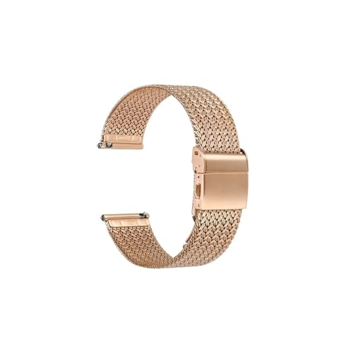 WUURAA Metall-Uhrenarmbänder aus Edelstahl, 14 mm, 16 mm, 18 mm, 20 mm, 22 mm, gewebtes Mesh-Schnellverschluss-Armband for Damen und Herren (Color : Rosegold, Size : 14mm) von WUURAA