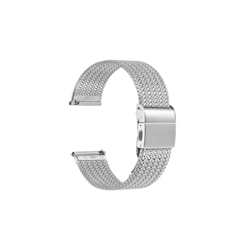 WUURAA Metall-Uhrenarmbänder aus Edelstahl, 14 mm, 16 mm, 18 mm, 20 mm, 22 mm, gewebtes Mesh-Schnellverschluss-Armband for Damen und Herren (Color : Silver, Size : 14mm) von WUURAA