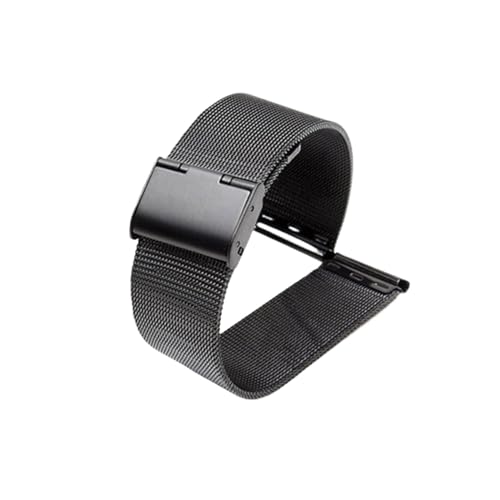 WUURAA Milanese Armband 12mm 14mm 16mm 18mm 20mm 22mm 24mm Universal Edelstahl Metall Uhrenarmband Armband Uhren Zubehör (Color : Black, Size : 24mm) von WUURAA