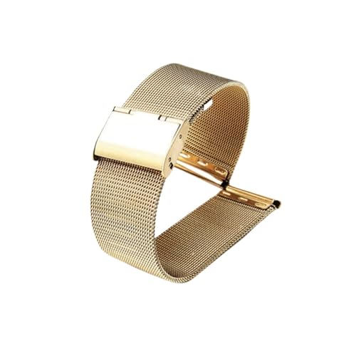 WUURAA Milanese Armband 12mm 14mm 16mm 18mm 20mm 22mm 24mm Universal Edelstahl Metall Uhrenarmband Armband Uhren Zubehör (Color : Gold, Size : 12mm) von WUURAA