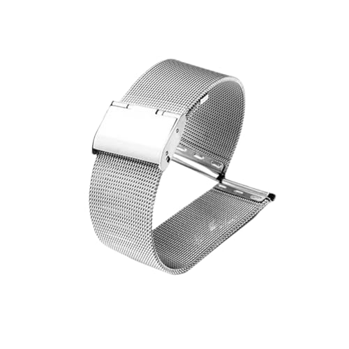 WUURAA Milanese Armband 12mm 14mm 16mm 18mm 20mm 22mm 24mm Universal Edelstahl Metall Uhrenarmband Armband Uhren Zubehör (Color : Silver, Size : 16mm) von WUURAA