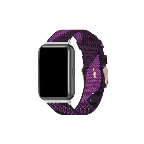 WUURAA Nylon-Loop-Band for Huawei Watch Fit 2 Active Watch Ersatz-Nylonarmband Correa for Huawei Watch Fit 2 Classic-Band (Color : Purple black, Size : For Huawei watch fit 2) von WUURAA