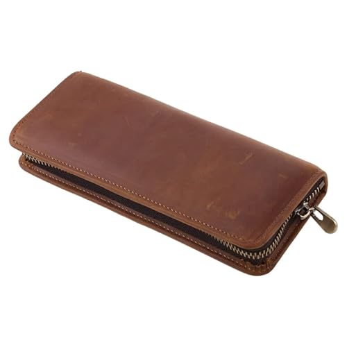 WUURAA Retro Leder Stifttasche Tragbarer Bleistift Für Etui Schlanke Stiftbox Kompakte Größe 7 87 X 3 Zoll Geburtstagsgeschenk Für Geschäftsfrauen M Leder Stifttasche von WUURAA