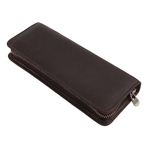 WUURAA Retro Leder Stifttasche Tragbarer Bleistift Für Etui Schlanke Stiftbox Kompakte Größe 7 87 X 3 Zoll Geburtstagsgeschenk Für Geschäftsfrauen M Leder Stifttasche von WUURAA