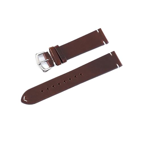 WUURAA Retro-Leder-Uhrenarmband, 18 mm, 19 mm, 20 mm, 21 mm, 22 mm, 24 mm, Handgelenkgürtel, Uhrenarmbänder, echtes Leder-Uhrenarmband mit Stiften (Color : Coffee, Size : 19mm) von WUURAA