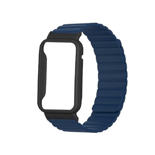 WUURAA Silikon Link Schutzhülle + Armband for Xiaomi Watch Band 7 Pro/8 Pro 45 mm Armband MiBand Serie 7pro Armband Uhrenzubehör (Color : Midnight Blue, Size : For MI Band 7pro) von WUURAA