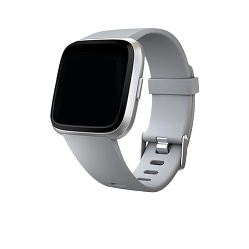 WUURAA Weiches Silikonband, passend for Fitbit Versa 2. Sportarmband for Fitbit Versa Lite (Color : Grey, Size : L) von WUURAA