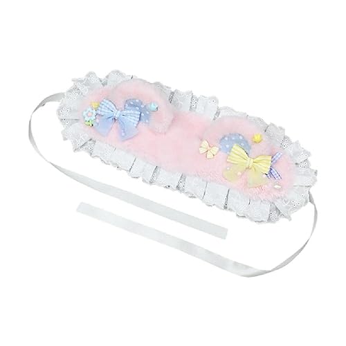 WUURAA Zartes Cosplay Dienstmädchen Stirnband Bär Ohr & Bowknot Dekors Plissee Spitze Haar Hoop Halloween Party Stirnband Für Frauen Rüschen Spitze Stirnband Rüschen Spitze Stirnband Für Mädchen von WUURAA