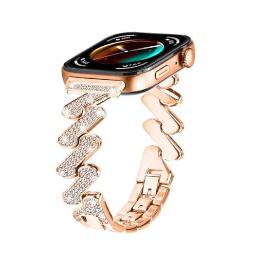 Z-förmiges, glänzendes Modearmband for Huawei Watch Fit3, Edelstahlarmband for Huawei Fit 4/4Pro, Metallband ersetzen(Rose Gold,For fit 4 pro) von WUURAA