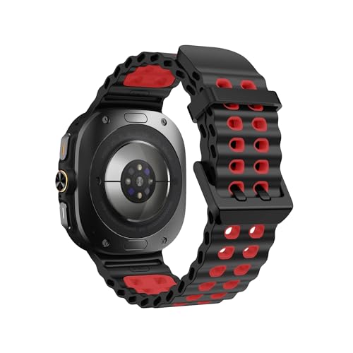 Zweifarbiges Marine Sports Silikonarmband for Samsung Galaxy Watch Ultra Armband for GALAXY WATCH ULTRA 47MM Armband(Black Red) von WUURAA