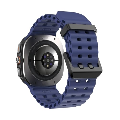 Zweifarbiges Marine Sports Silikonarmband for Samsung Galaxy Watch Ultra Armband for GALAXY WATCH ULTRA 47MM Armband(Dark Blue) von WUURAA