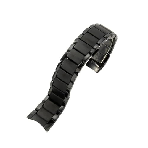 WUWMTUTCK 24 mm Keramik-Uhrenarmband, passend for Armani AR1451 AR1452 AR1400 AR1410 AR1421 AR1440, schwarz mattiertes Uhrenarmband mit Zubehör(AR1451-22mm) von WUWMTUTCK