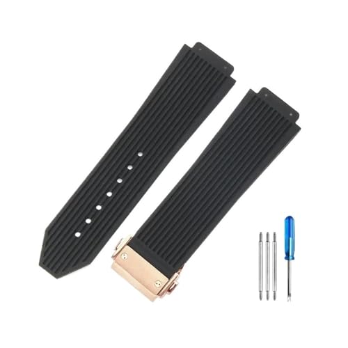WUWMTUTCK Atmungsaktive, hautfreundliche Silikon-Uhrenarmbänder, passend for Hublot, passend for Yubo Big Bang, klassisches Fusion-Serienarmband, 26 x 19 mm(Black-Rose-Z2) von WUWMTUTCK